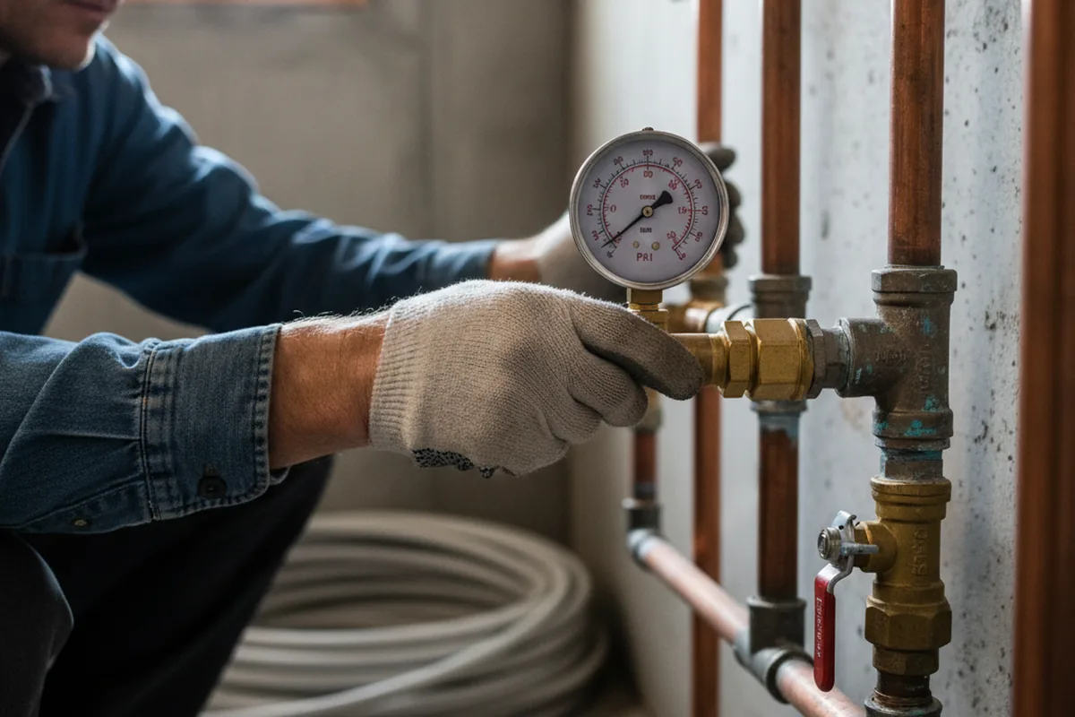 Pressure testing a repaired line during Water Line Repair in Daufuskie Island